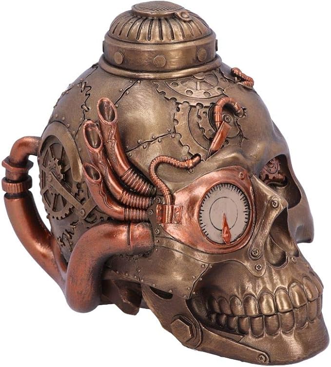 nemesis now 蒸汽朋克改装骷髅装饰品,树脂,青铜色,均码
