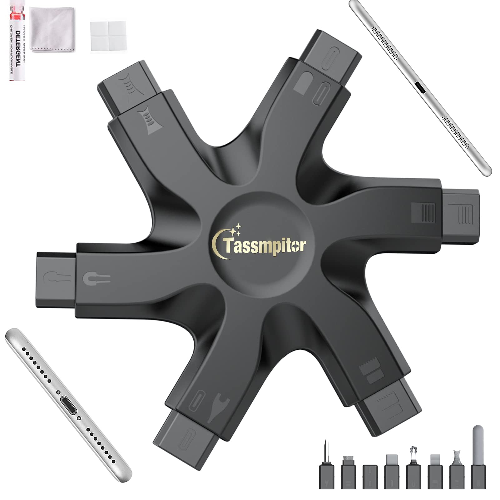 iPhone Cleaning Kit Port Cleaner Repair and Recovery tool for iPad Pro Watch Phone charging port, Lightning Charger cable speaker Airpod Clean Putty Dust for all devices - Snowflake Multi-tool