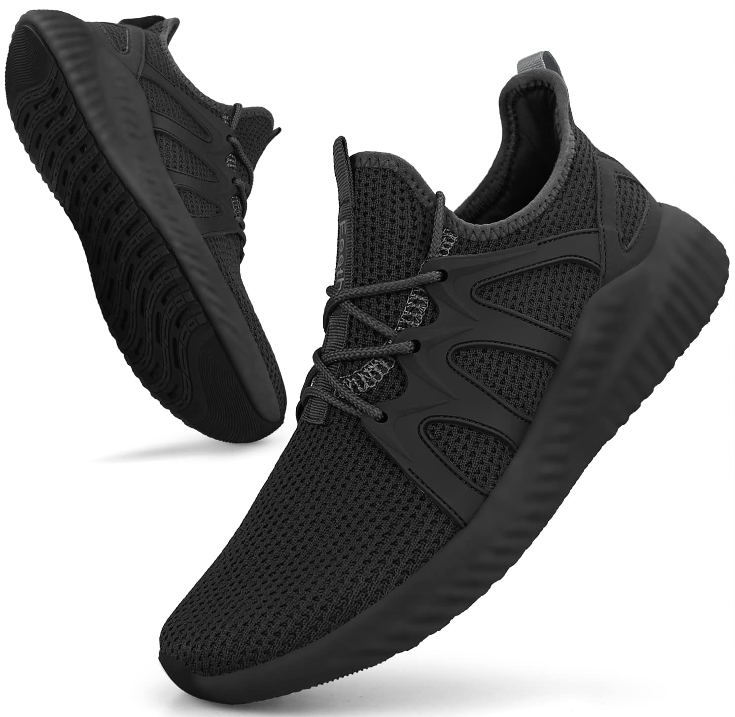 Feethit men's lightweight road running shoes Breathable walking shoes Non-slip tennis shoes slip-on fitness sneakers