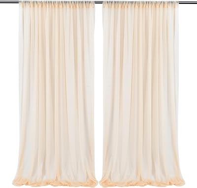 10 x 10 英尺香槟色背景窗帘适用于派对婚礼无皱薄纱背景窗帘