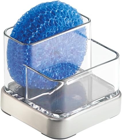 Interdesign Forma 双海绵和庭院垫架 小型厨房水槽盒 刷 纯色不锈钢色 Interdesign 价格报价图片