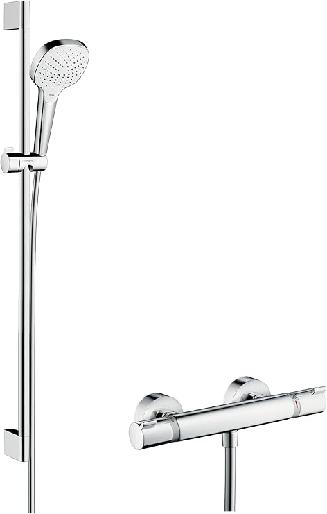 Hansgrohe 汉斯格雅croma Select E 淋浴恒温器套装 0 90m 3种喷淋模式 白色 镀铬 亚马逊中国 家居装修