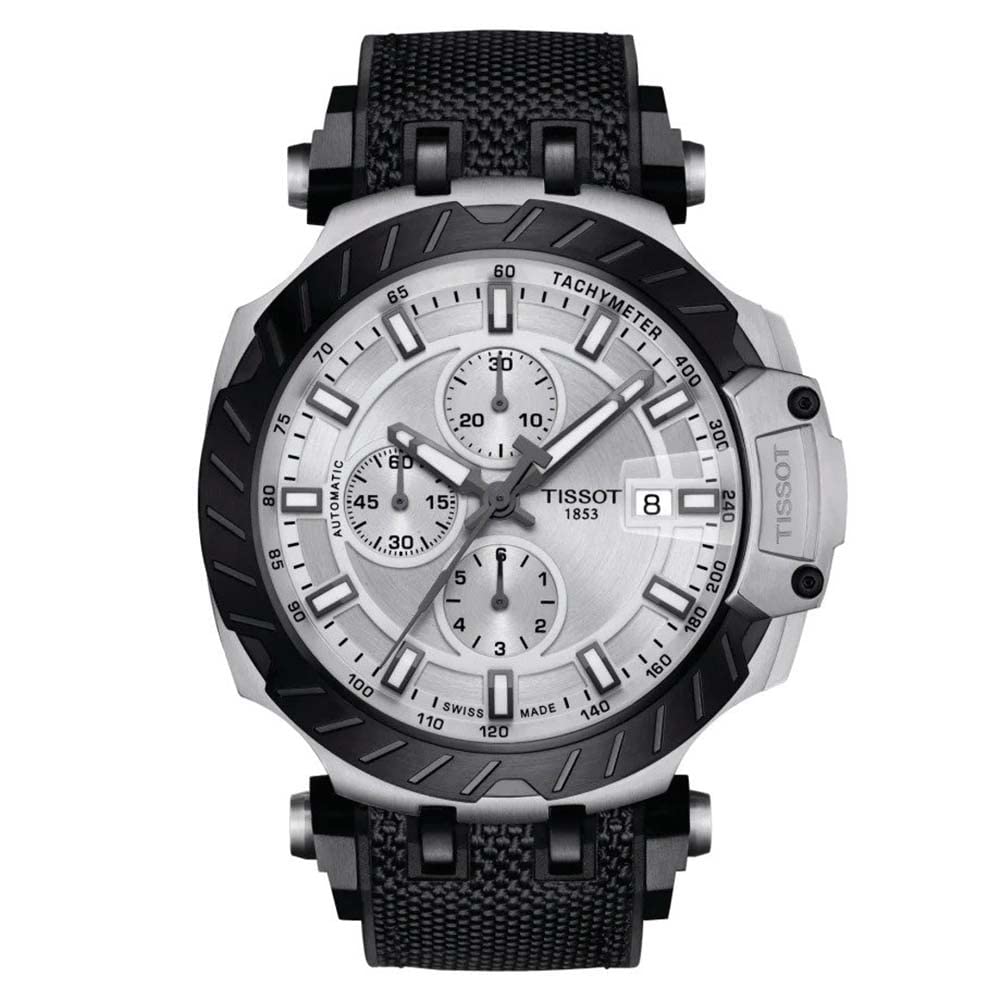 Tissot Men's T-Race 316L stainless steel case, black PVD-coated Swiss Automatic Chronograph Watch, black, rubber,22(T1154272703100), black // white, chronograph, mechanical