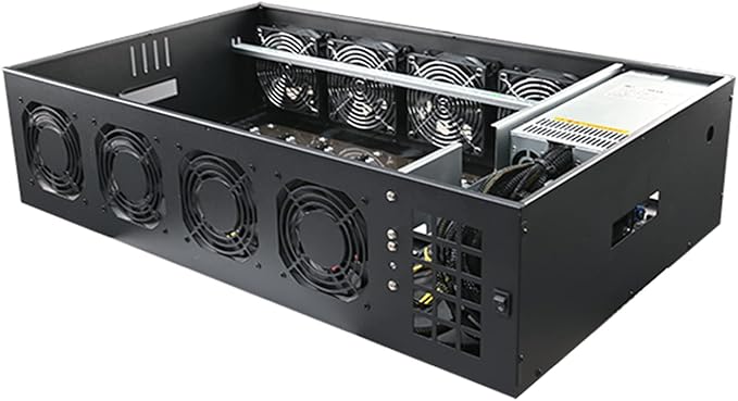 mining rig case 8 gpu 挖矿机箱,带 8 个强大的散热风扇和挖矿主板