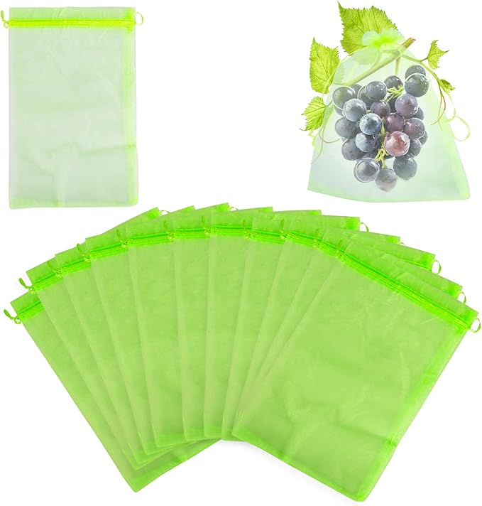 葡萄保护袋,60个水果保护袋,花园网袋水果保护袋,拉绳的欧根纱袋尺寸