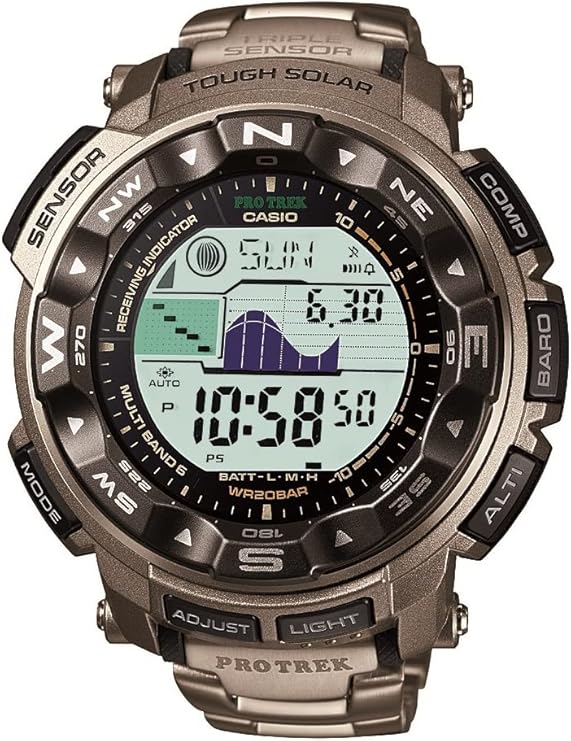 casio 卡西欧 男士 pro trek prw2500t tough 太阳能数字运动手表