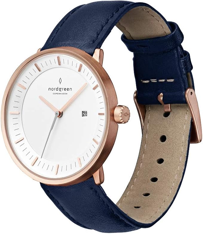 nordgreen 男model 2 analog 皮革 蓝色 model 2 watches : 亚马逊