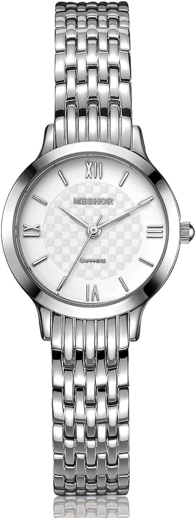 meshor 名梭  瑞士进口石英表 精钢表带 罗马时刻 时尚女士手表-白色