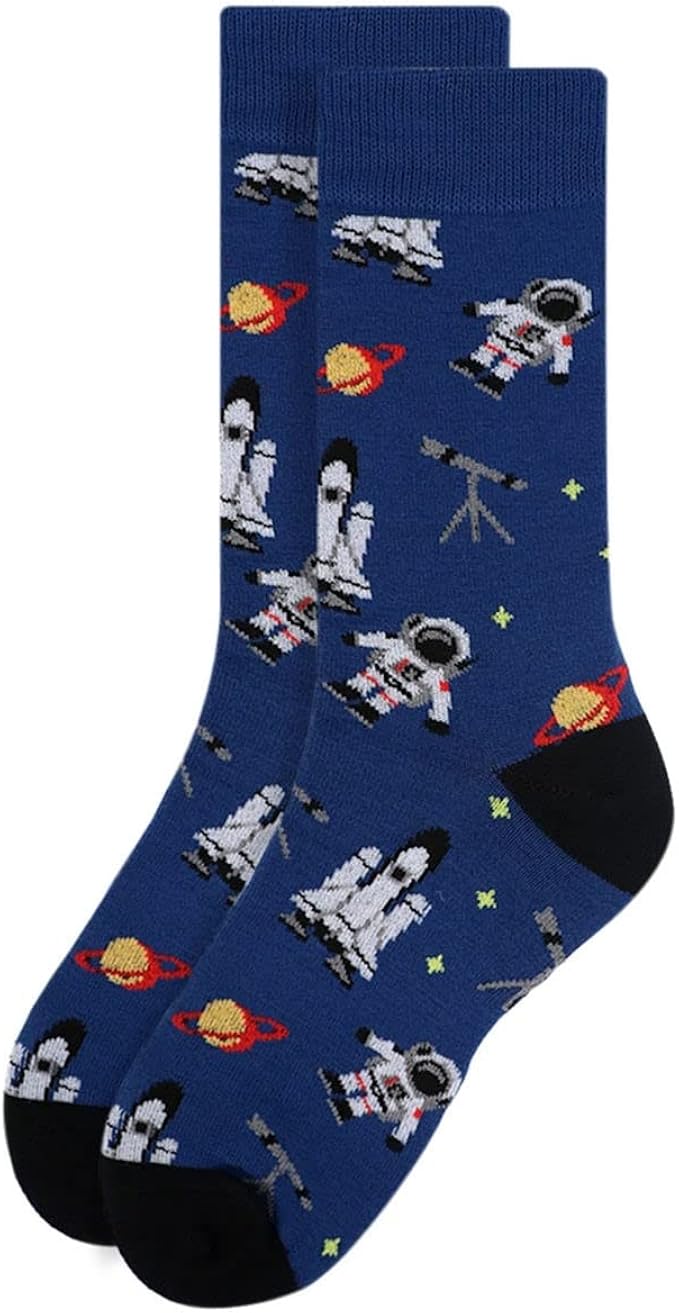 女式宇航员趣味疯狂新奇袜子蓝色