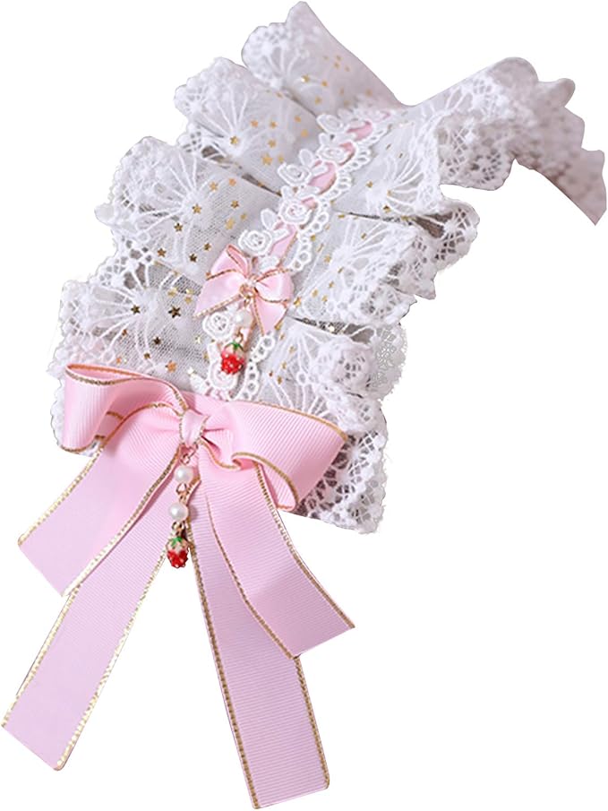 yomorio 女式草莓女仆角色扮演发箍洛丽塔可爱蝴蝶结头饰复古蕾丝发带