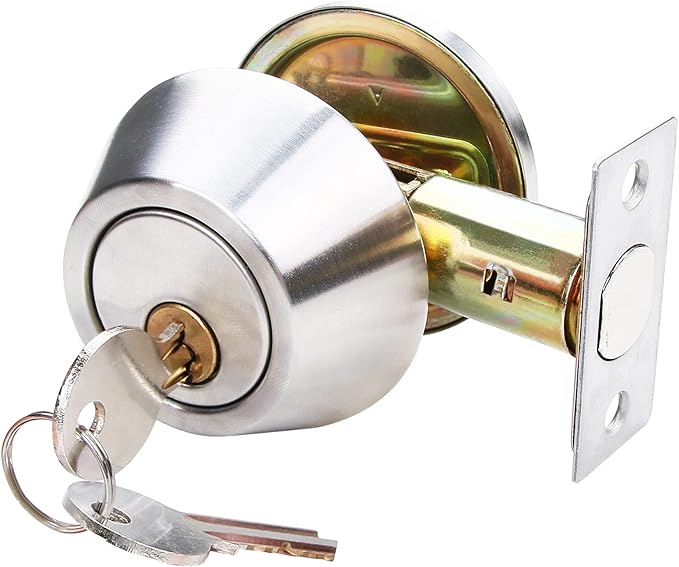 hvh 单缸门闩缎面镍门锁带门栓外部/内部门闩锁锁隐私/通道单侧钥匙锁