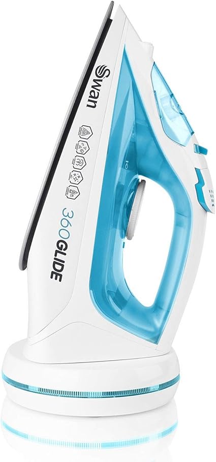 Swan 2 合1 电线或无绳蒸汽熨斗 可充电 不粘陶瓷底板 蒸汽加速 自清洁 Sin 2800 W 蓝色 厨具 亚马逊中国
