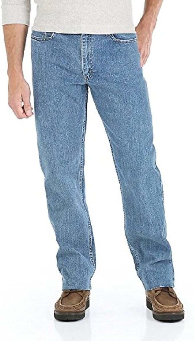 wrangler男式常规版型u形牛仔裤浅靛青