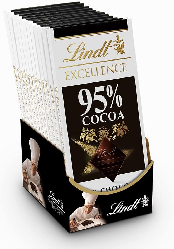 lindt 瑞士莲 excellence 95%高可可巧克力棒,2.8盎司(约79.