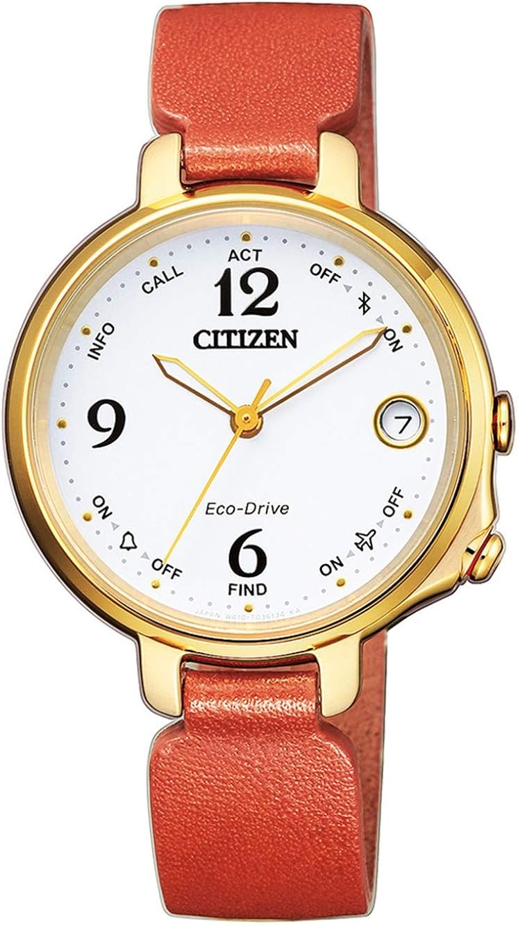 citizen 西铁城 女士模拟数字太阳能手表带皮革表带 ee4012-10a