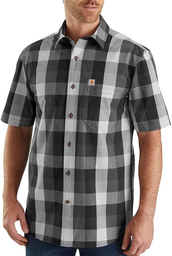 carhartt 男士必备格子开领短袖衬衫