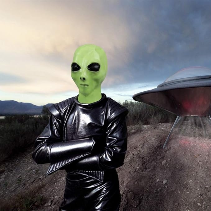 乳胶ufo 外星人头面具铁血战士et 外星人派对服装华丽礼服万圣节配饰 外星人 黑暗中发光 亚马逊中国 家居