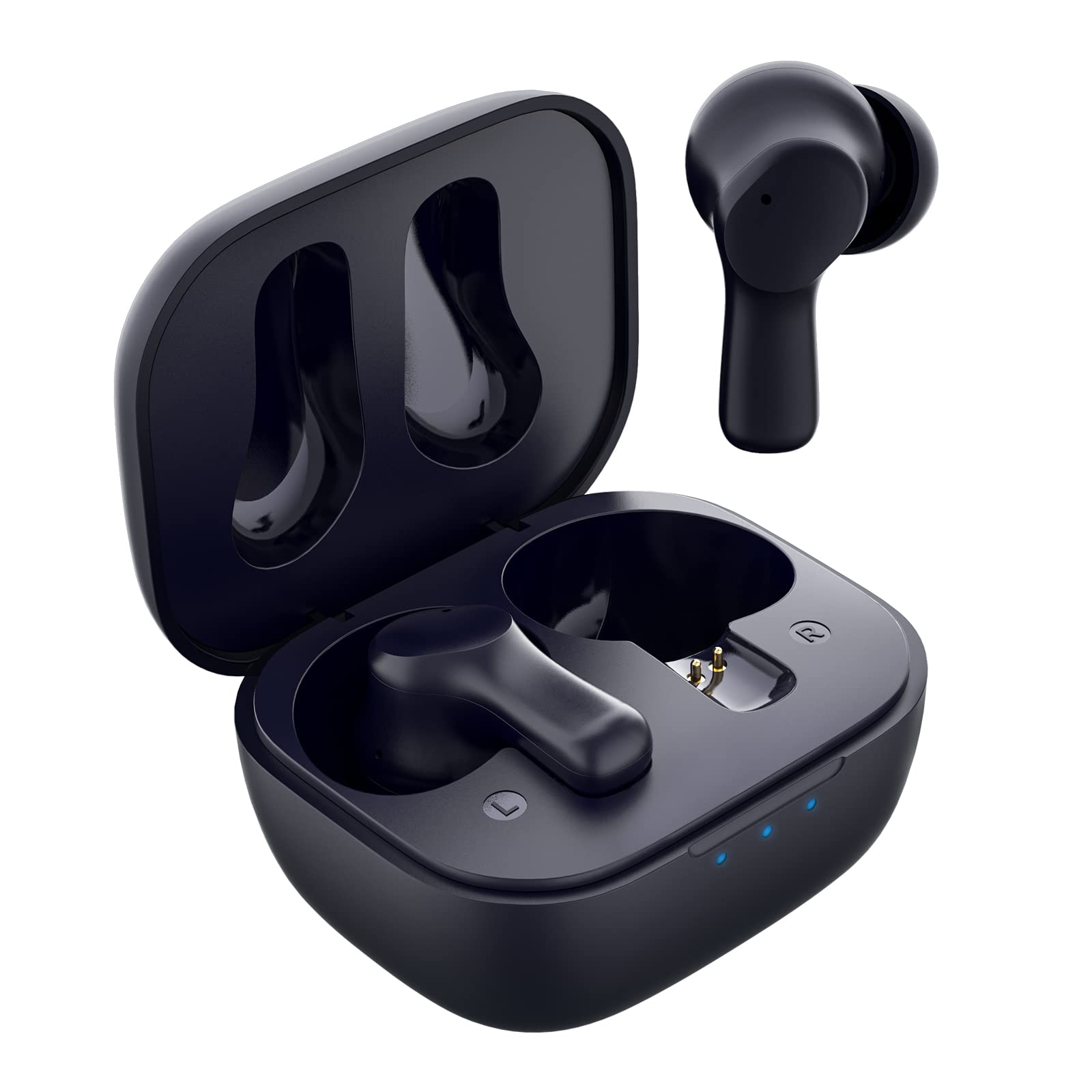 HTC True Wireless earbuds 1+, Touch control Bluetooth 5.3 with USB-C charging case,IPX4 Splash proof stereo earbuds with built-in microphone - black
