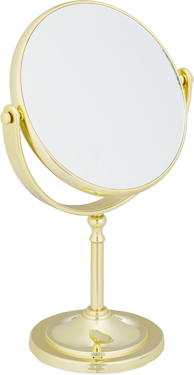 relaxdays 化妆镜,2 倍放大,双侧桌面镜,360°可旋转,圆形,高宽深