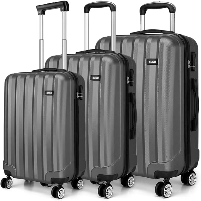 kono 行李箱3件套轻质4轮硬质薄abs旅行手推车行李箱 grey set grey