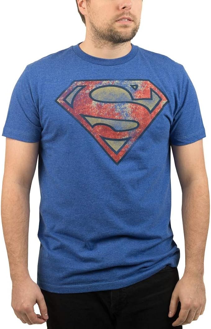 dc comics 男士超人标志*蓝混色 t 恤