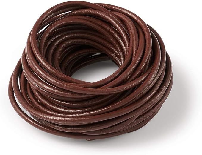 8 英尺牛皮绳 4mm 珠宝皮革绳 diy 手链项链首饰制作(巧克力色)