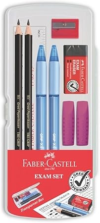 Faber Castell Tri Grip Exam 套装2 B 铅笔透明盒 2 Tri Grip 铅笔2 B 2 Grip X Pens 1标尺 Exam 橡皮擦 笔刀 2橡皮擦帽保护 亚马逊中国 玩具