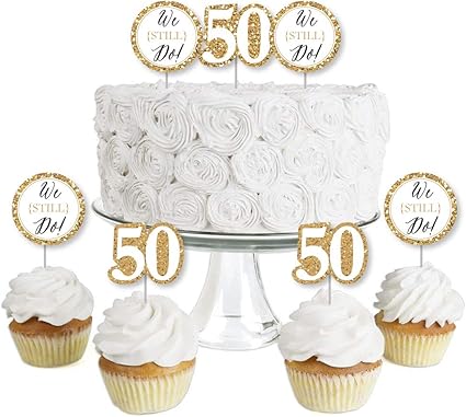 We Still Do 50 周年结婚纪念日 甜点纸杯蛋糕装饰 周年聚会清扫棒 24 件套 亚马逊中国 厨具