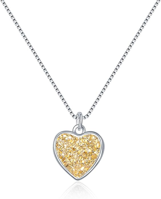 adabele 天然黄昏水晶爱心吊坠宝石项链 45.