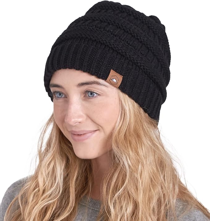 tough headwear 女式无檐*帽冬季帽 - 温暖厚实针织帽 - 柔软弹力厚