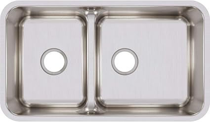 Elkay Eluhaqd Lustertone 经典40 60 双碗下置不锈钢水槽带水分层 Elkay 价格报价图片 亚马逊中国