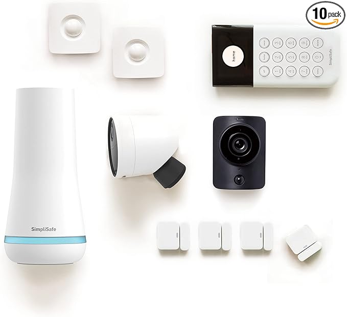 SimpliSafe 10 件无线家庭*系统,带户外摄像头 - 可选 24/7 专业监控 - 无合同