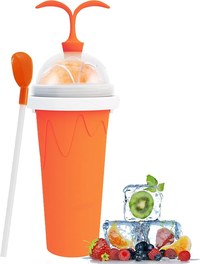 slushy maker cup 旅行便携式双层硅胶冰沙杯冰冻杯*热夏季冷却器挤压