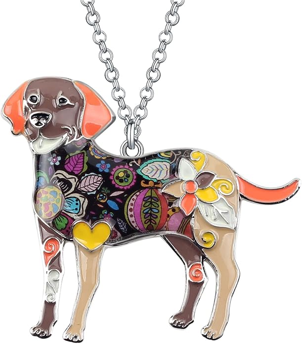 bonsny love 宠物珐琅锌合金拉布拉多寻回犬项链狗动物吊坠女式珠宝