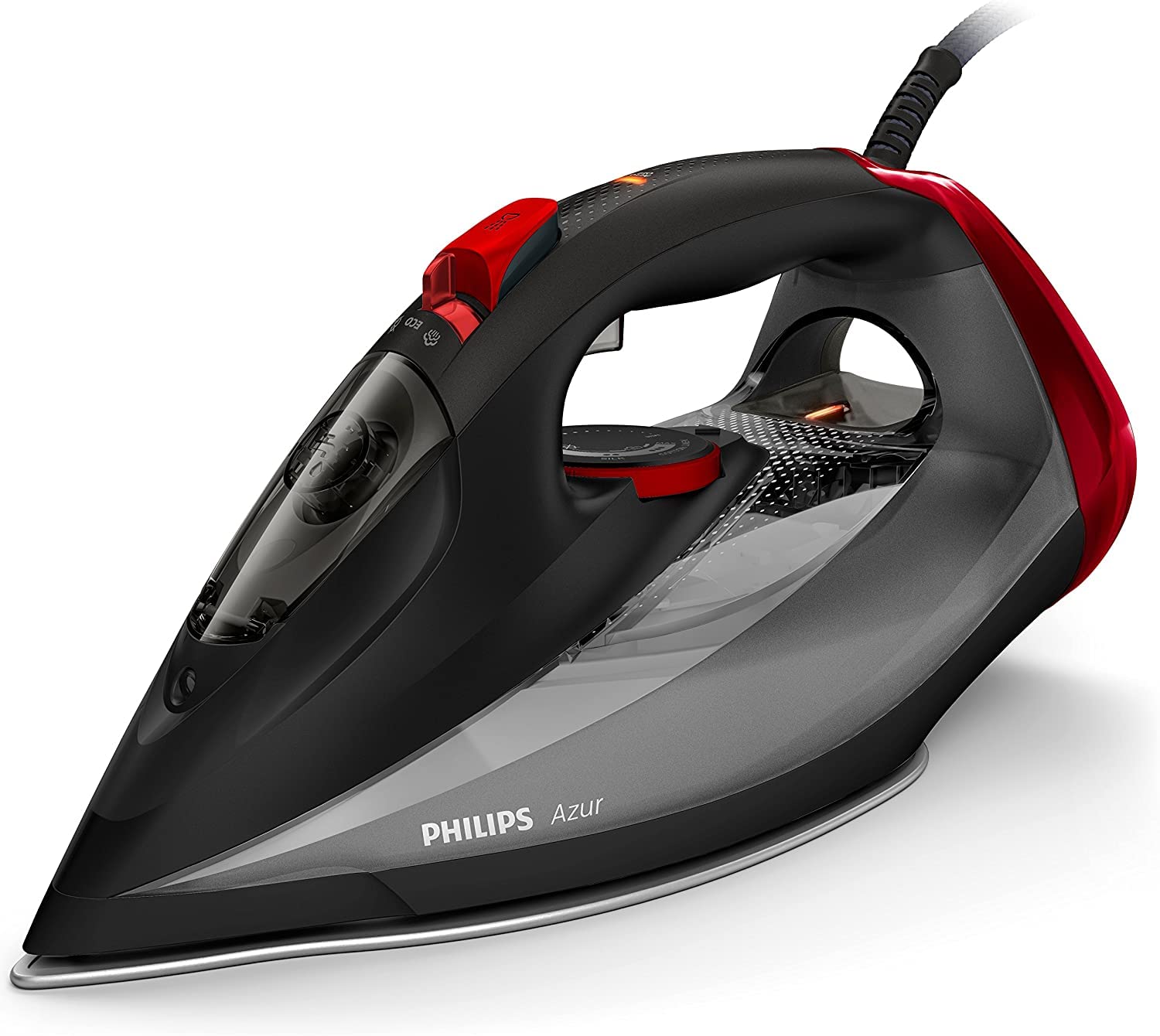 Philips Azur steam iron with 250 grams of steam reinforcement, 2600 watts of power, and SteamGlide base plate – GC4567/86