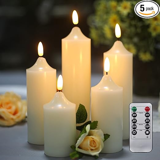 yasenn 电池蜡烛 带遥控器 5.08 厘米 x 10.16 厘米 15.24 厘米 17.