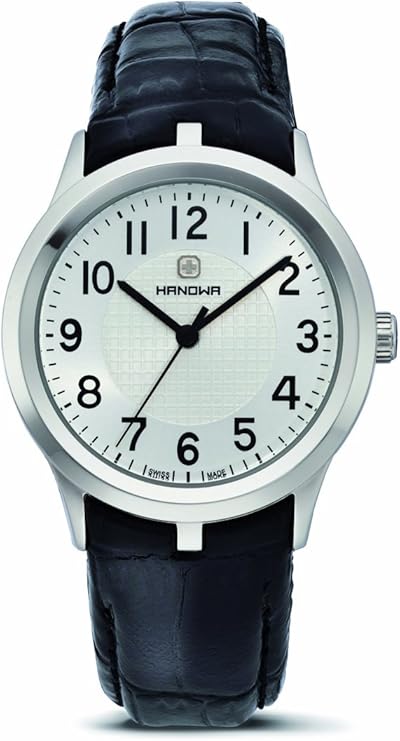 hanowa 女式"永恒"瑞士石英不锈钢皮革休闲手表,颜色:黑色(型号:16