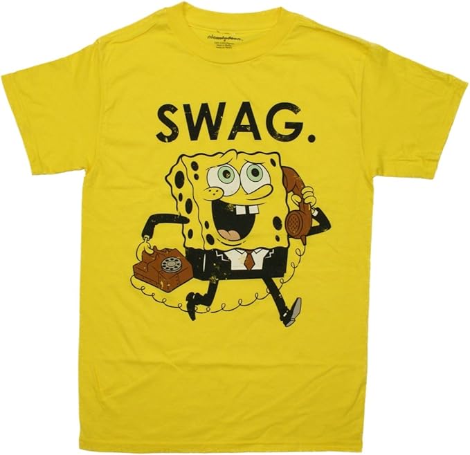nickelodeon 海绵宝宝方形裤子 swag t 恤黄色 s 码