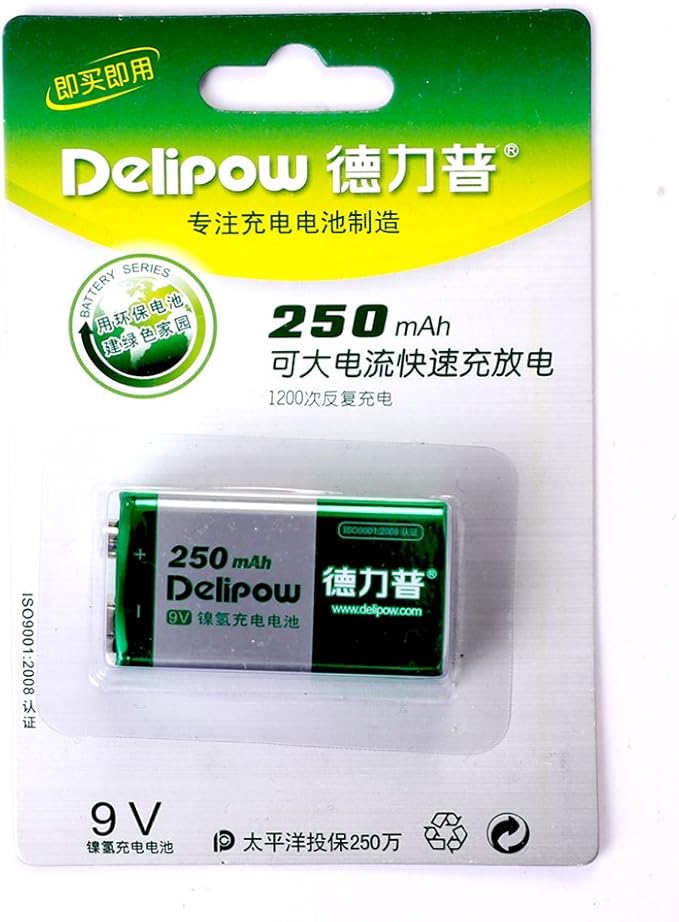 delipow 德力普 镍氢 9v 充电电池 大容量 九伏充电电池 250毫安 电池