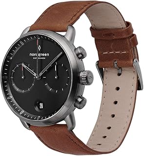 nordgreen pioneer 诺德绿 pioneer 男式计时手表黑色表盘手表枪金属