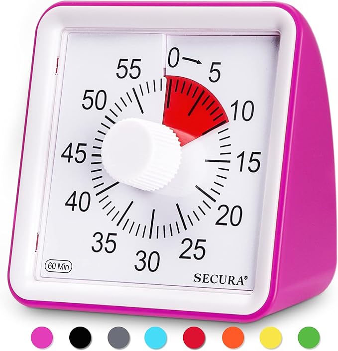 secura 60 分钟视觉计时器,课堂倒计时时钟,儿童和成人静音计时器