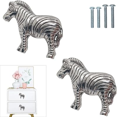 cpellesse 2 件斑马形旋钮,动物橱柜旋钮金色梳妆台旋钮抽屉把手拉手