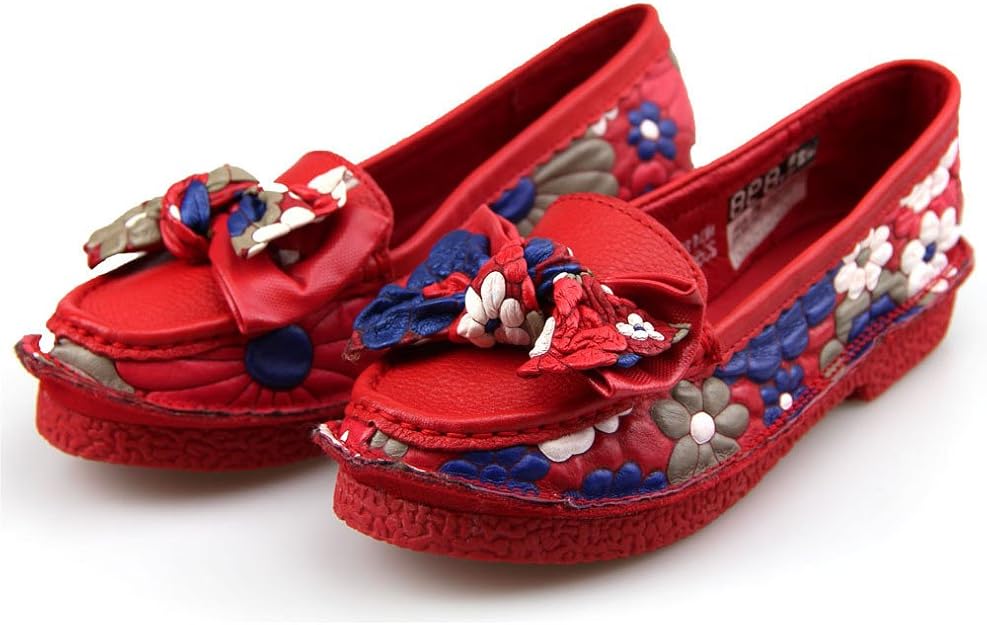 木林森 专柜正品2014春款单鞋蝴蝶结彩鞋真皮户外休闲女鞋m0410503