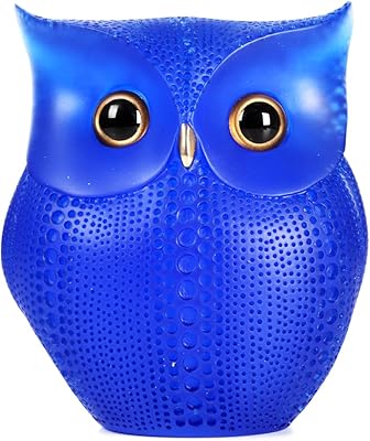 h&w 重蓝色猫头鹰雕像家居装饰装饰客厅办公室卧室厨房洗衣房公寓