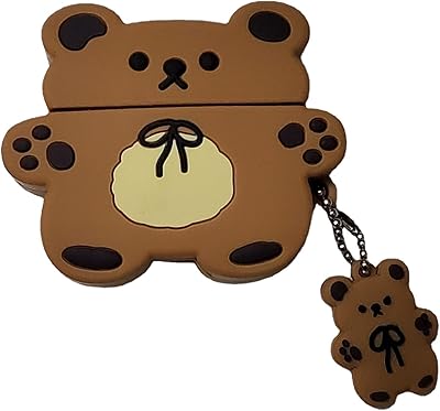 保护套带熊钥匙扣适用于 airpods 3 2021 新款,3d 酷炫趣味卡通饼干熊