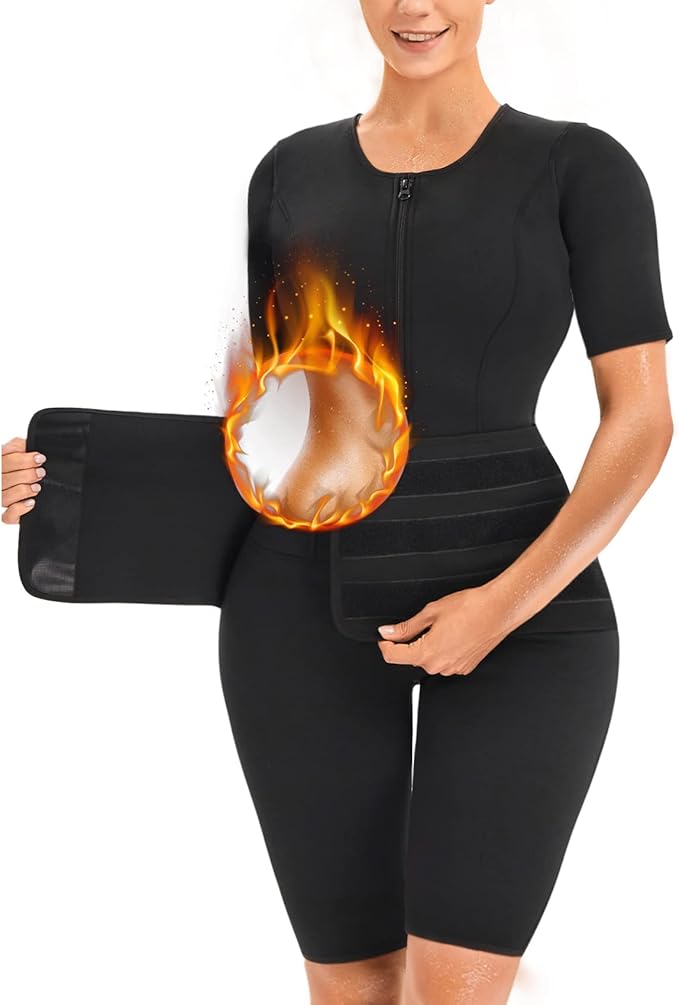 leinidina 全身桑拿套装女士吸汗腰部训练氯丁橡胶塑身衣束腰带塑身衣