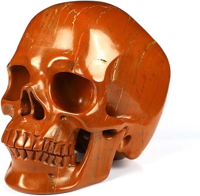 skullis 5 英寸红碧玉*逼真水晶骷髅,手工雕刻宝石精美艺术雕塑,**石