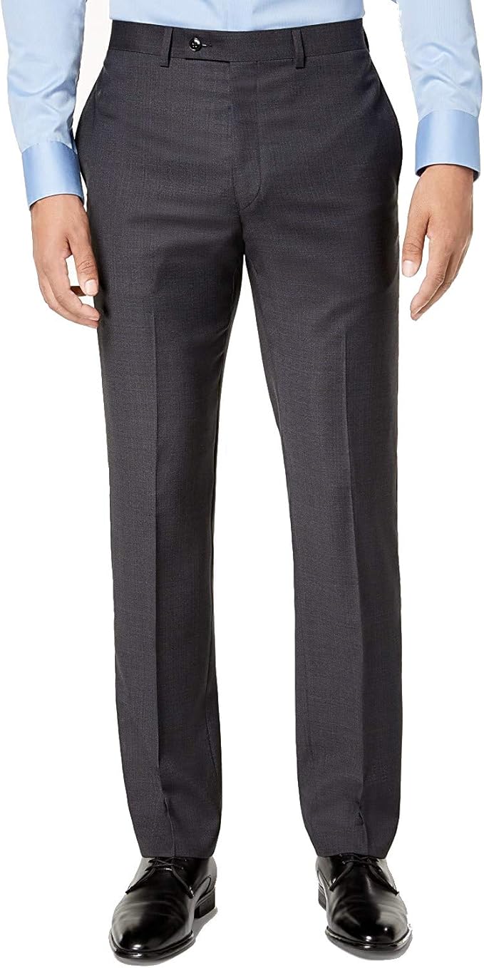 calvin klein 男式修身灰色/蓝色格子西装裤灰色 30x32