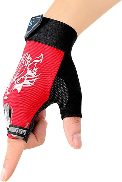 儿童半指手套夏季骑行运动手套女孩男孩防滑凝胶短手套防震无指手套