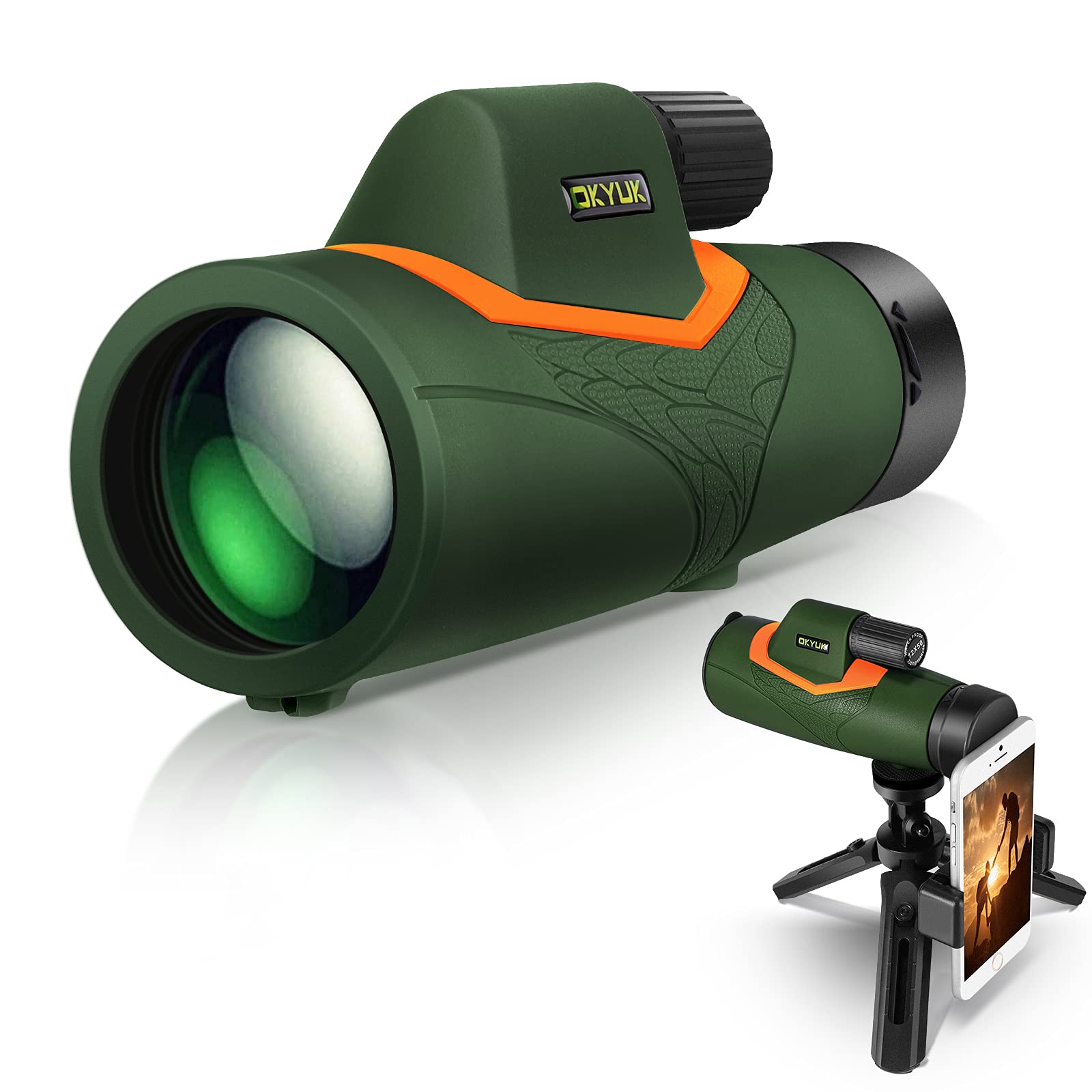 40X60 Monocular High power monocular telescope for bird-watching travel concert sports games, tripod with cell phone adapter, suitable for adults/students/photographers (Military *)